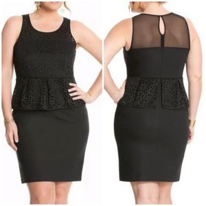 Lane Bryant Sleeveless Peplum Lacer Cut Mini Black Dress Plus Size 20 NWOT